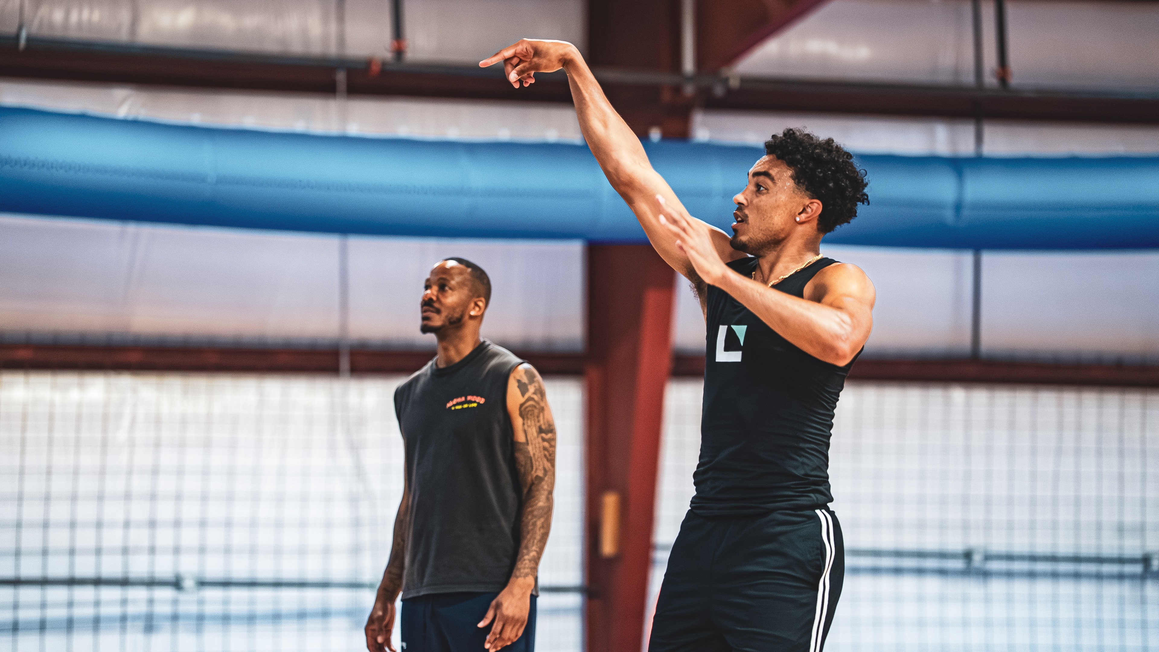 Trey Jones working on shooting form with a DBA coach during training
