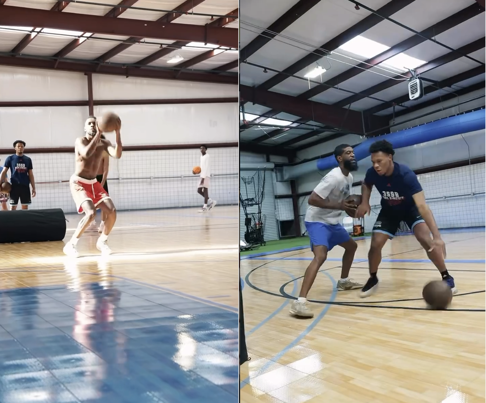 Elite camp players competing in game situations